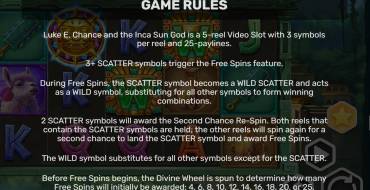 Luke E. Chance and the Inca Sun God: Regole