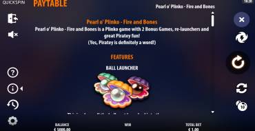 Pearl o’ Plinko – Fire & Bones: Tabella dei pagamenti