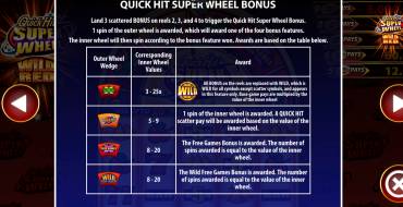 Quick Hit Super Wheel Wild Red: Giochi bonus