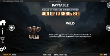 Rampage Golden Hits: Tabella dei pagamenti