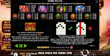 Rise of Samurai Megaways: Tabella dei pagamenti
