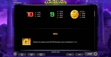 Samarkand's Gold: Tabella dei pagamenti