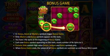 Tiger Gems: Hold and Win: Giochi bonus
