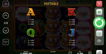 Tiger Jungle Hold and Win: Tabella dei pagamenti