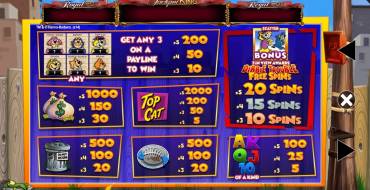 Top Cat Most Wanted Jackpot King: Tabella dei pagamenti