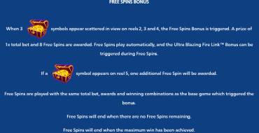 Ultra Blazing Fire Link: Giri gratis e/o respin