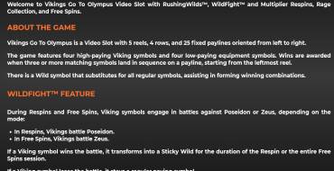 Vikings Go To Olympus WildFigh RushingWilds: Regole