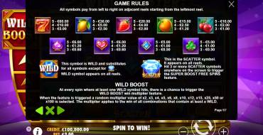 Wild Booster: Tabella dei pagamenti