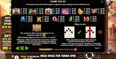 Wild West Gold Megaways: Tabella dei pagamenti