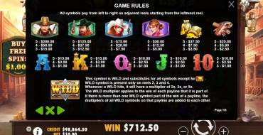Wild West Gold: Tabella dei pagamenti