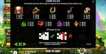 Wild Wild Riches: Tabella dei pagamenti