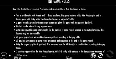 Yeti: Battle of Greenhat Peak: Regole del gioco