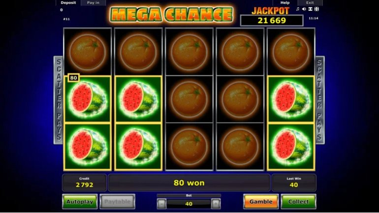 slot mega chance novomatic