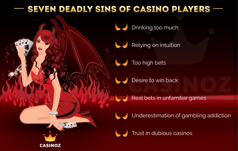 I sette peccati capitali dei giocatori di casinò