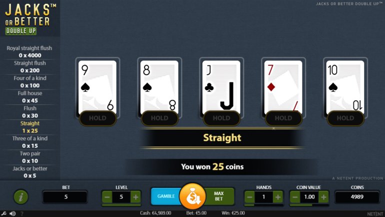 video poker jack o meglio