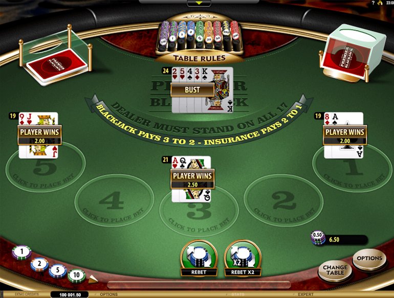  Nel blackjack online il giocatore di blackjack Premier vince 