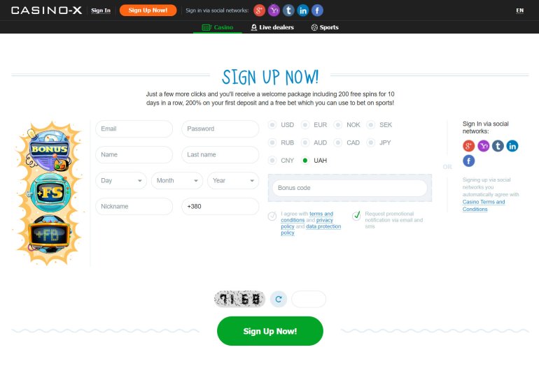 registrazione del casinò online